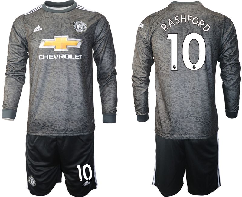 Men 2020-2021 club Manchester united away long sleeve #10 black Soccer Jerseys